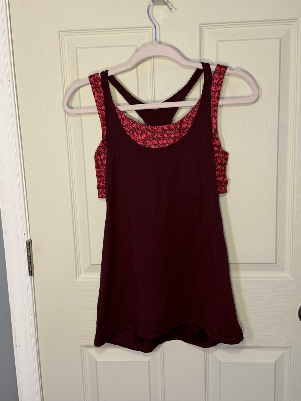lululemon athletica Burgundy Tank with Pink Patterned sports bra